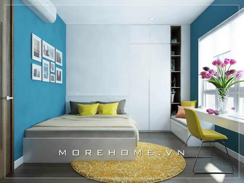 Trang trí nội thất phòng ngủ chung cư ấn tượng và nổi bật với mẫu giường ngủ gỗ công nghiệp màu trắng sang trọng